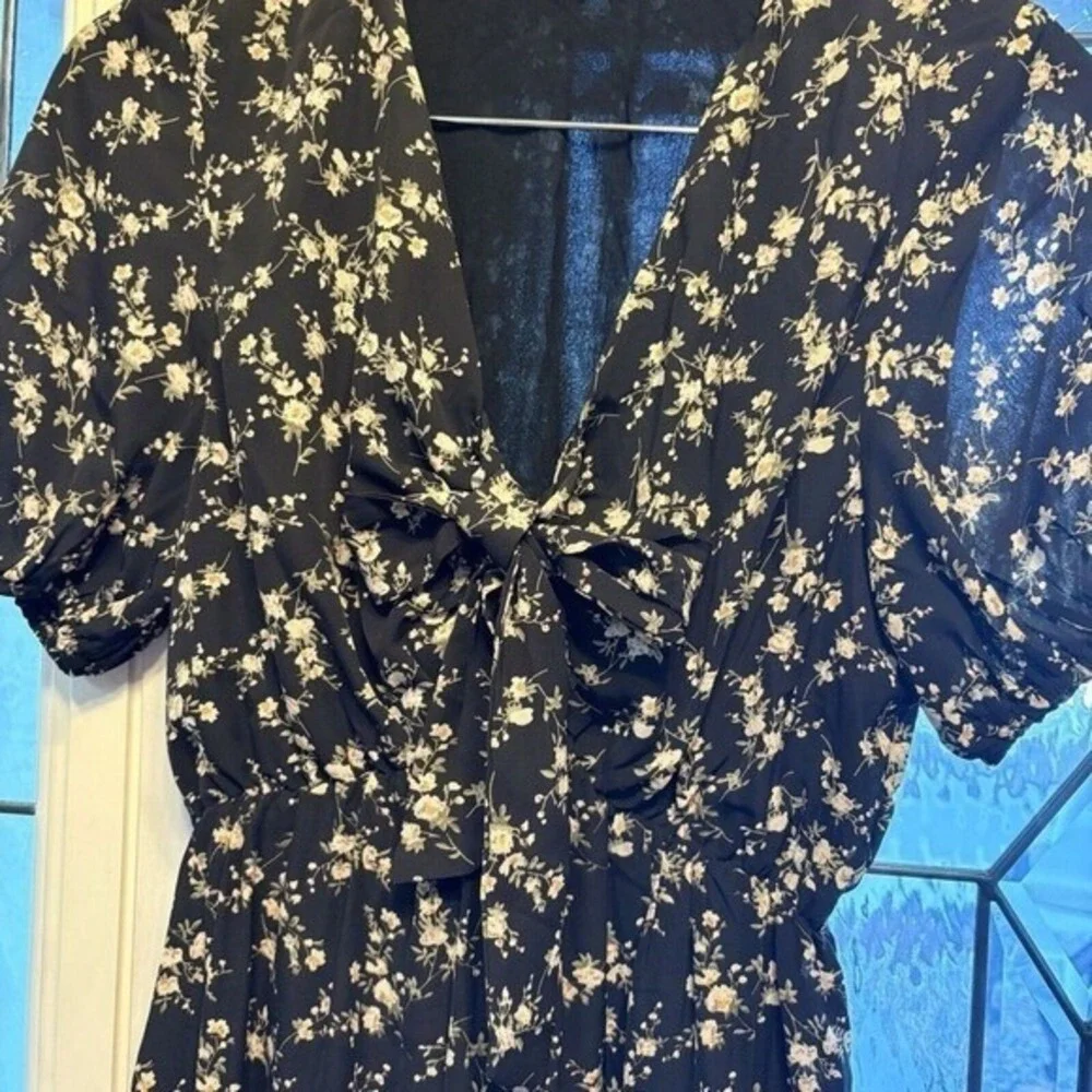 Lucca‎  Sz Small Women's Short-Sleeve Baby Doll Y2K Boho Floral Forest Fairy